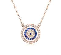 JPXXFM Women's Evil Eye Necklace,Delicate Round Blue Crystal Design Pendant Necklace,Trendy Fashion Jewelry Gift