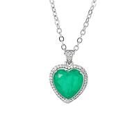 JPXXFM Women's Heart-Shaped 12 * 12mm Emerald Pendant Necklace Wedding Engagement Gemstone Jewelry Gift