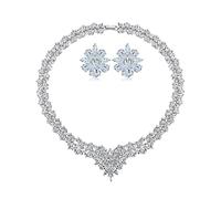 JPXXFM Women's Jewelry Set, Natural Crystal Necklace & Earrings, Luxurious Bridal/Wedding Fashion Accessory