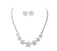 JPXXFM Women's Jewelry Set, Natural Crystal & Necklace & Earrings, Luxury Wedding/Evening Dress Accessory