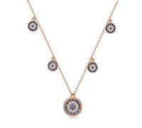 JPXXFM Women's Solid Over 925 Choker Necklace,Turkish Style Evil Eye Design with Blue Sapphire and Moissanite,Lucky Protective Jewelry Gift