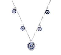 JPXXFM Women's Solid Over 925 Choker Necklace,Turkish Style Evil Eye Design with Blue Sapphire and Moissanite,Lucky Protective Jewelry Gift