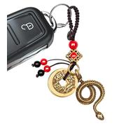 JPXXFM Year Snake Keychain, Brass Chinese Snake Year Keychain, Vintage Mascot Animal Ornament Aesthetic Rings for Year Spring Festival Decor