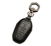 JPYDFI Car Key Case for Peugeot 3008 PHEV / 508 PHEV / 408 PHEV 2019-, Leather Key Fob for Cars Leather Card Key Holder Bag Handmade Genuine Handmade Key Pouch,Black