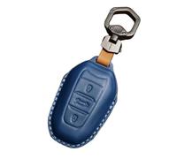 JPYDFI Car Key Case for Peugeot 508 2018-, Leather Key Fob for Cars Leather Card Key Holder Bag Handmade Genuine Handmade Key Pouch, sapphire blue