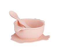 JPYH Baby Silicone Bowl with Suction BPA Free Baby Set Silicone Weaning Spoon Bowl for Toddler The Food Silicone Baby Bowl Anti-Skid Anti-Fall Strong Flatware(Pink)
