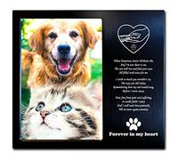 JPYTH Aluminum Pet Memorial Picture Frame with Gift Box, Rainbow Bridge Pet Remembrance Gifts for Dog & Cat, Loss of Pet Sympathy Gift, Forever in My Heart Metal Keepsake (Fits 4x6 Photo) 3B