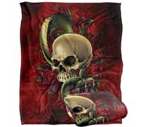 Jq Licensing - Brian Allen Skull Snake And Roses Silky Touch Super Soft Throw Blanket 152 X 127 Cm