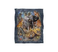 JQ Licensing Cf-Jp African Animal Elephant, Lion, Zebra, Giraffe Collage Silky Touch Super Soft Throw Blanket 152 X 127 cm in White JQ Licensing White 152 X 127 cm