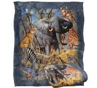 Jq Licensing - Cf-Jp African Animal Elephant, Lion, Zebra, Giraffe Collage Silky Touch Super Soft Throw Blanket 152 X 127 Cm