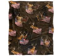 Jq Licensing Cf-Jp Silky American Flag Deer Supersoft Blanket Multicoloured (One Size)