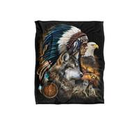 JQ Licensing En Native American Wolf & Eagle Silky Touch Super Soft Throw Blanket 152 X 127 cm in White JQ Licensing White 152 X 127 cm