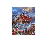 JQ Licensing En Winter Cabin Silky Touch Super Soft Throw Blanket 152 X 127 cm in White JQ Licensing White 152 X 127 cm
