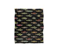JQ Licensing Fish Crossed Fishing Rods Pattern Silky Touch Super Soft Throw Blanket 152 X 127 cm in White JQ Licensing White 152 X 127 cm