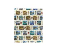 JQ Licensing Fish Paintings Fishing Lures Pattern Silky Touch Super Soft Throw Blanket 152 X 127 cm in White JQ Licensing White 152 X 127 cm