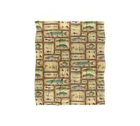 JQ Licensing Fish Sticks Lodge Fishing Lures Pattern Silky Touch Super Soft Throw Blanket 152 X 127 cm JQ Licensing White One Size
