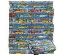 JQ Licensing Freshwater Gamefish Fishing Pattern Silky Touch Super Soft Throw Blanket 152 X 127 cm
