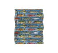 JQ Licensing Freshwater Gamefish Fishing Pattern Silky Touch Super Soft Throw Blanket 152 X 127 cm in White JQ Licensing White 152 X 127 cm