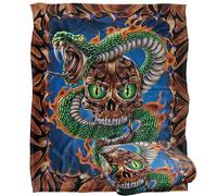 Jq Licensing - James Piazza Flaming Snake Skull Silky Touch Super Soft Throw Blanket 152 X 127 Cm