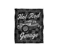 JQ Licensing James Piazza Hot Rod Garage Silky Touch Super Soft Throw Blanket 152 X 127 cm in White JQ Licensing White 152 X 127 cm