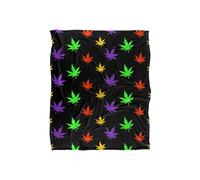JQ Licensing James Piazza Neon Marijuana Pot Leaves Pattern Silky Touch Super Soft Throw Blanket 152 X 127 cm in White JQ Licensing White 152 X 127 cm