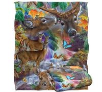 Jq Licensing - Jg-Jp Forest Stream Deer And Butterflies Silky Touch Super Soft Throw Blanket 152 X 127 Cm