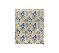 JQ Licensing Jl-Jp-Jq Marlin Tiki Fishing Pattern Silky Touch Super Soft Throw Blanket 152 X 127 cm in White JQ Licensing White 152 X 127 cm