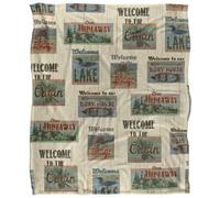 Jq Licensing Jl-Jp Welcome To The Cabin Lake Signs Silky Supersoft Blanket Multicoloured/multicoloured (One Size, One Size)