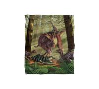 JQ Licensing Jlo T-Rex & Raptor Dinosaur Fight Silky Touch Super Soft Throw Blanket 152 X 127 cm in White JQ Licensing White 152 X 127 cm