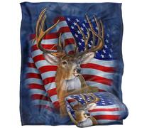Jq Licensing - Lz-Jp American Flag Patriotic Deer Silky Touch Super Soft Throw Blanket 152 X 127 Cm