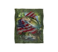 JQ Licensing Patriotic Bass Fishing American Flag Silky Touch Super Soft Throw Blanket 152 X 127 cm in White JQ Licensing White 152 X 127 cm