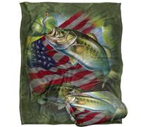 JQ Licensing Patriotic Bass Fishing American Flag Silky Touch Super Soft Throw Blanket 152 X 127 cm