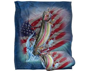Jq Licensing Patriotic Rainbow Trout Fishing American Flag Silky Touch Super Soft Throw Blanket 152 X 127 Cm