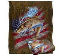 JQ Licensing Patriotic Redfish Fishing American Flag Silky Touch Super Soft Throw Blanket 152 X 127 cm