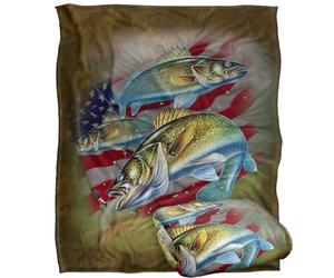 Jq Licensing Patriotic Walleye American Flag Silky Touch Super Soft Throw Blanket 152 X 127 Cm