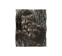 JQ Licensing Rl Two Raccons Silky Touch Super Soft Throw Blanket 152 X 127 cm in White JQ Licensing White 152 X 127 cm