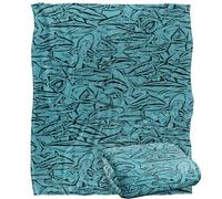 Jq Licensing - Royce Mcclure Great White Shark Woodcut Pattern Silky Touch Super Soft Throw Blanket 152 X 127 Cm