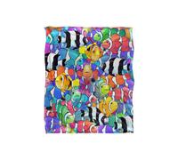 JQ Licensing Royce Mcclure Humbugs & Clown Fish Pattern Silky Touch Super Soft Throw Blanket 152 X 127 cm in White JQ Licensing White 152 X 127 cm