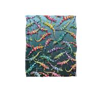 JQ Licensing Royce Mcclure Rainbow Geckos Pattern Silky Touch Super Soft Throw Blanket 152 X 127 cm in White JQ Licensing White 152 X 127 cm