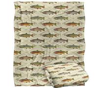 JQ Licensing Trout Crossed Fishing Rods Silky Touch Super Soft Throw Blanket 152 X 127 cm