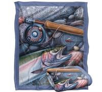 JQ Licensing Trout Fishing Reel Silky Touch Super Soft Throw Blanket 152 X 127 cm