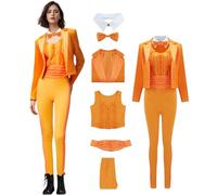 JQAKFIY Women Dumber Orange Dumb Blue Harry And Lloyd Custome 80s90s Movie Tuxedo Retro Prom Halloween Cosplay Outfit S