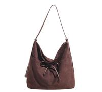 JQAliMOVV Suede Crossbody Bags for Women Trendy Vintage Bow Slouchy Bag Suede Slouchy Shoulder Bag Slouchy Hobo Purse, Coffee, 32*10*32 cm or 12.6*3.94*12.6 inches, Suede Hobo Bag