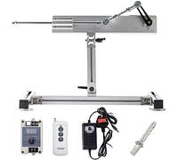 JQDML DIY Reciprocating Cycle Linear Actuator Motor DC 24V Stroke 1.18"-6" Max Variable Speed 160rpm Torque 3-30lbs,with Stand Kit,Remote Control,End Connector (24V150mm160rpm)