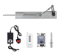 JQDML Upgraded Higher Torque Motor Cycle Reciprocating Liner Actuator Kit, 24V Stroke Longest 150mm, Adjustable Speed Maximum 120RPM, wireless remote control, AC to DC Power Adapter and End Connector