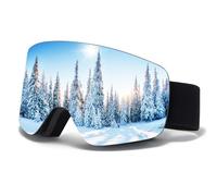 JQF Gear Ski Goggles OTG,YH227 Snow Goggles Adjustable for Men Women Anti-Fog Anti-Glare UV400 Protection Helmet Compatible for Skiing Snowboarding Cycling (01-Silver/Black(VLT 13%))