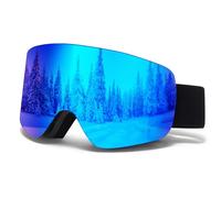 JQF Gear Ski Goggles OTG,YH227 Snow Goggles Adjustable for Men Women Anti-Fog Anti-Glare UV400 Protection Helmet Compatible for Skiing Snowboarding Cycling (08-REVO Blue/Black(VLT 19%))