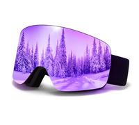 JQF Gear Ski Goggles OTG,YH227 Snow Goggles Adjustable for Men Women Anti-Fog Anti-Glare UV400 Protection Helmet Compatible for Skiing Snowboarding Cycling (07-REVO Purple/Black(VLT 14%))