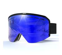 JQF Gear Ski Goggles OTG,YH359 Snow Goggles Adjustable for Men Women Anti-Fog Anti-Glare UV400 Protection Helmet Compatible for Skiing Snowboarding Cycling (08-REVO Blue/Black(VLT 19%))