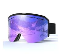 JQF Gear Ski Goggles OTG,YH359 Snow Goggles Adjustable for Men Women Anti-Fog Anti-Glare UV400 Protection Helmet Compatible for Skiing Snowboarding Cycling (07-REVO Purple/Black(VLT 14%))